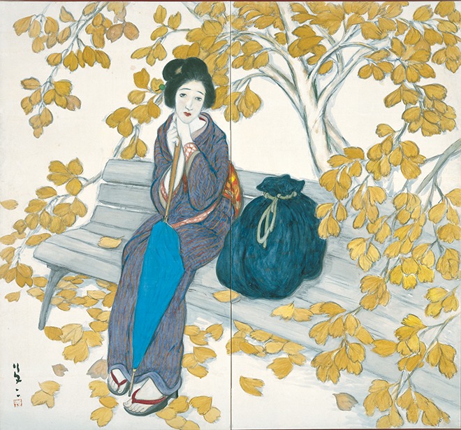 竹久夢二 《秋のいこい》１９２０（大正９）年 夢二郷土美術館蔵