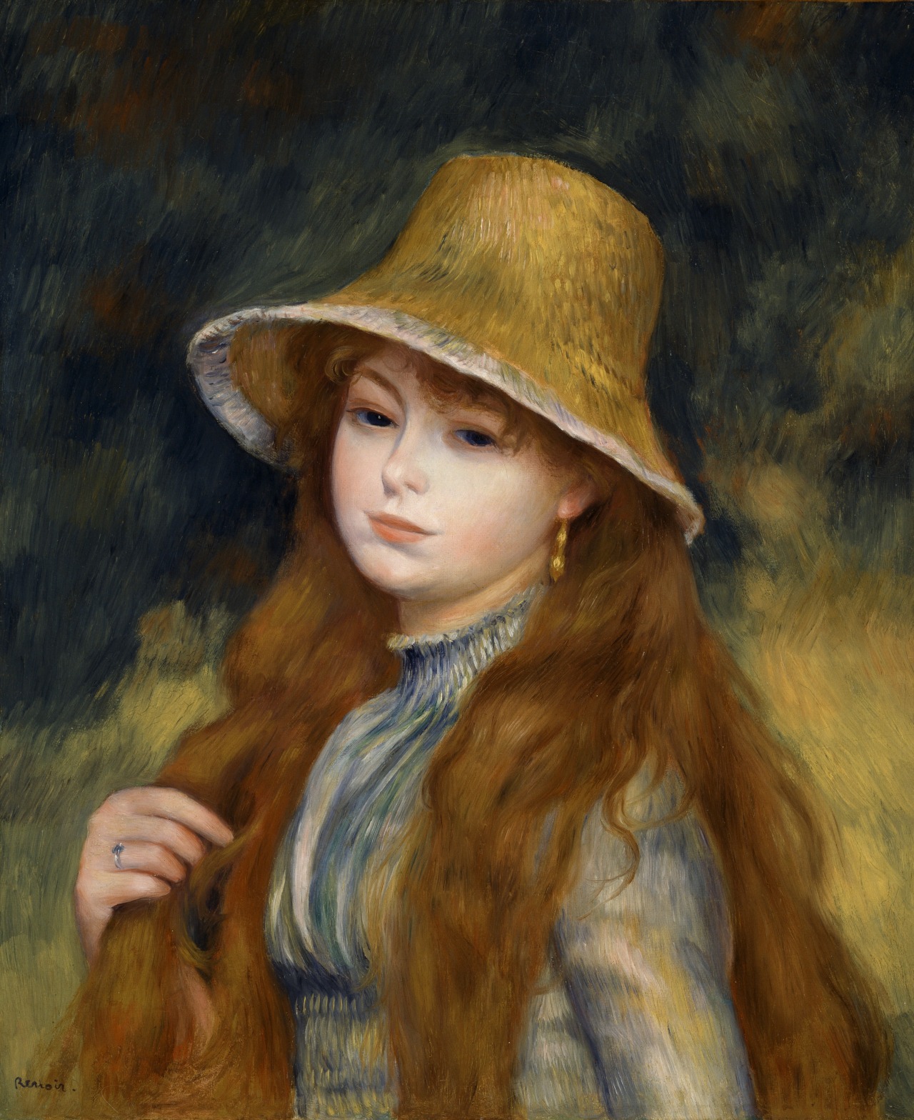 ピエール＝オーギュスト・ルノワール 《長い髪をした若い娘（あるいは麦藁帽子の若い娘）》 1884年 三菱一号館美術館寄託