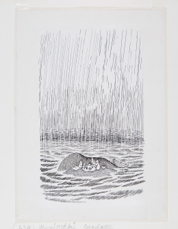 トーベ・ヤンソン 《「ムーミンパパ海へいく」挿絵》 1965年 インク・紙 ムーミン美術館